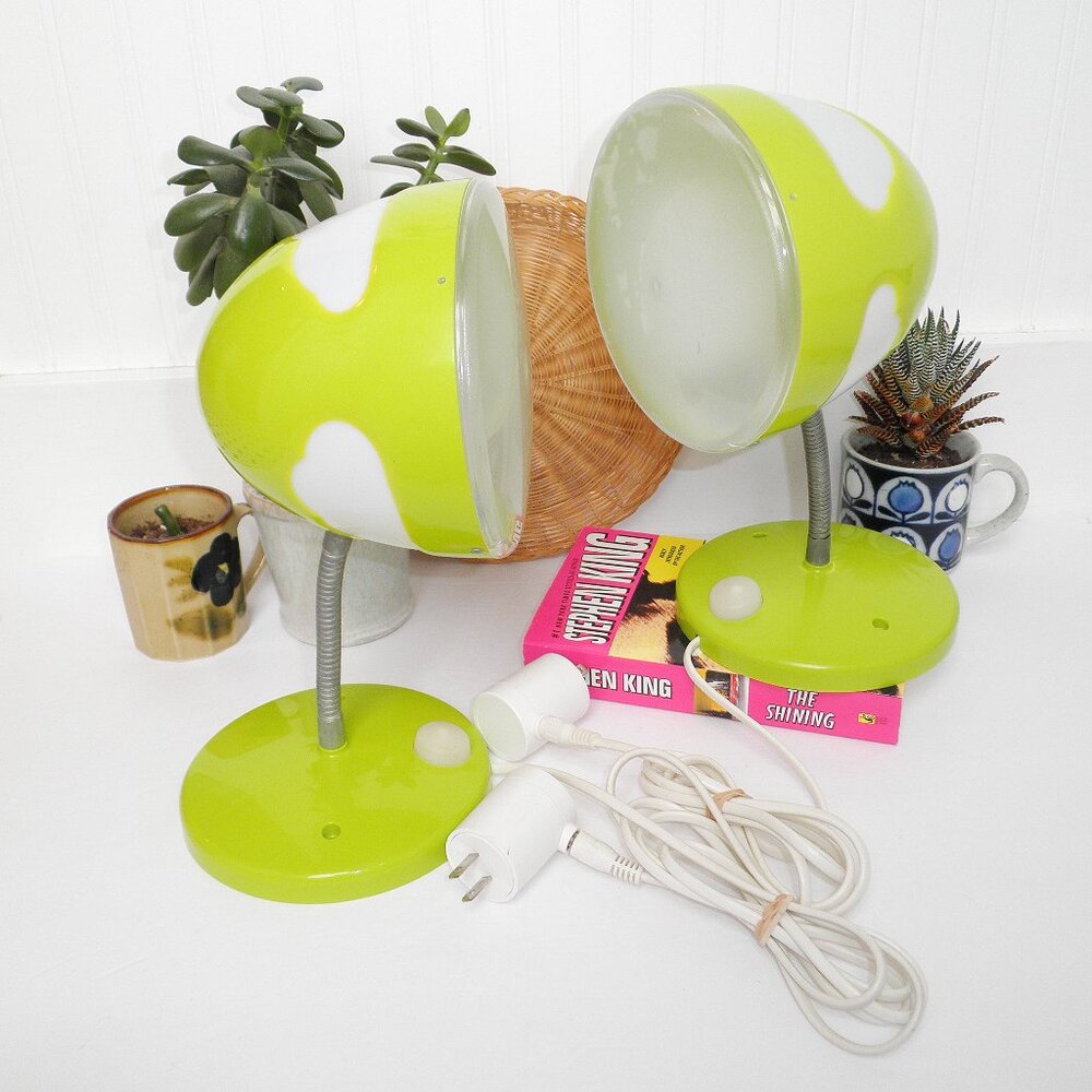 Vintage IKEA 2000s Skojig Lime Green Pair of Cloud Mushroom Lamps Mountable Y2K - Picture 8 of 9